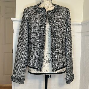White House Black Market Black & White Tweed Blazer size Medium